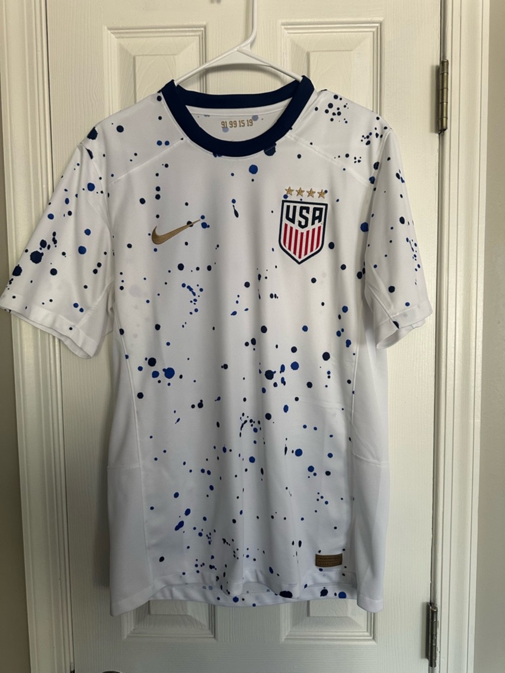 Nike USMNT 2023 Stadium Home Jersey USA White Splatter DR3972-101 Mens M NWOT